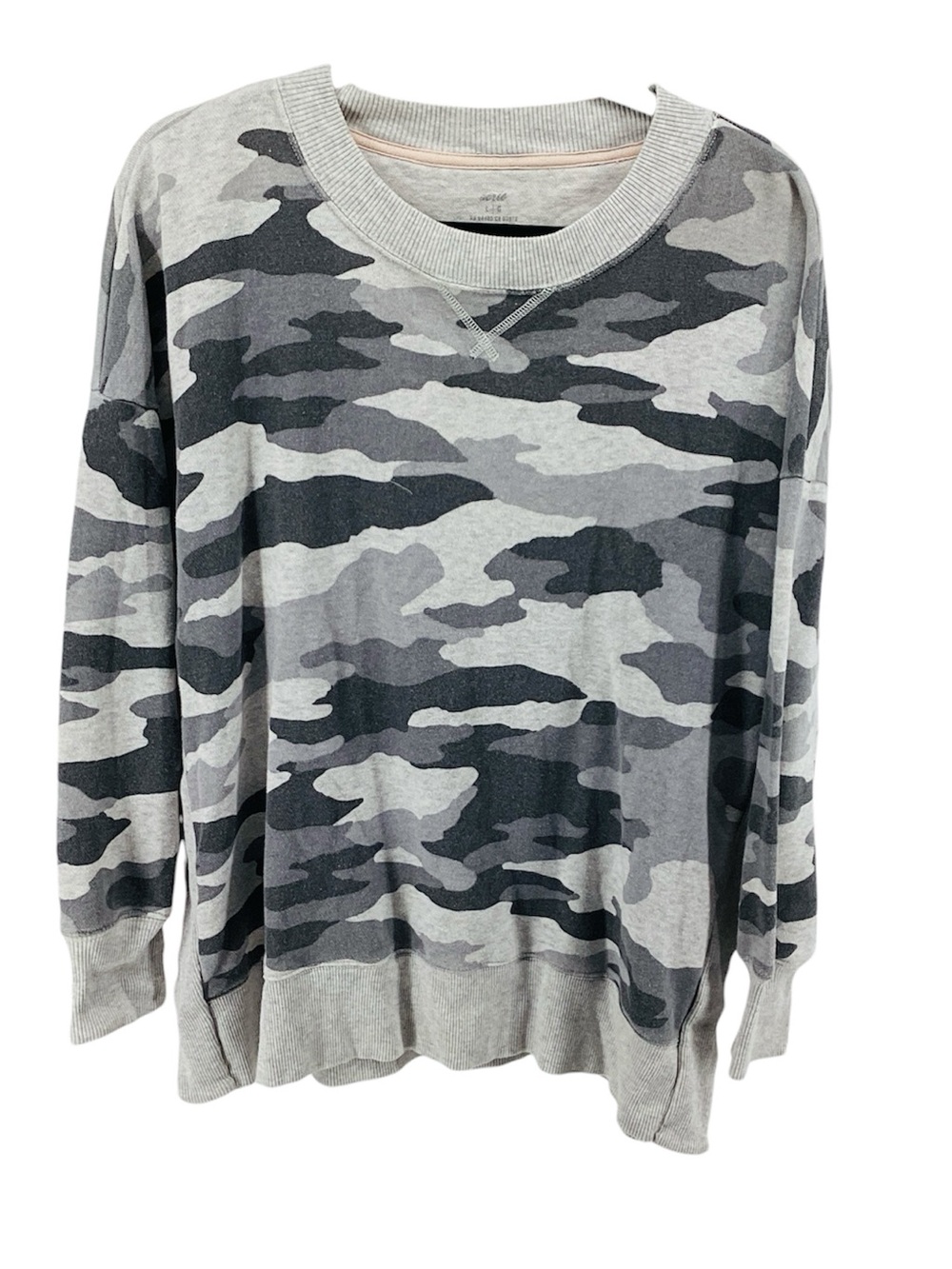 🍄 Aerie Camo Lightweight Crewneck Sweatshirt, Size Large